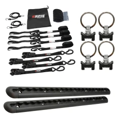 SEFIS ALU kotevní lišta AirLine 2x50cm černá + 4x oko do kotevní lišty + SEFIS SET 25