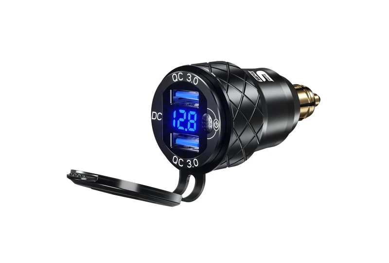 SEFIS 2x USB zásuvka - nabíječka DIN HELLA QC 3.0 USB-A pro motocykl