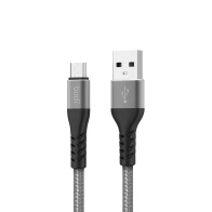 SEFIS nabíjecí datový kabel Premium s konektory USB-A a Micro-USB stříbrný 2m