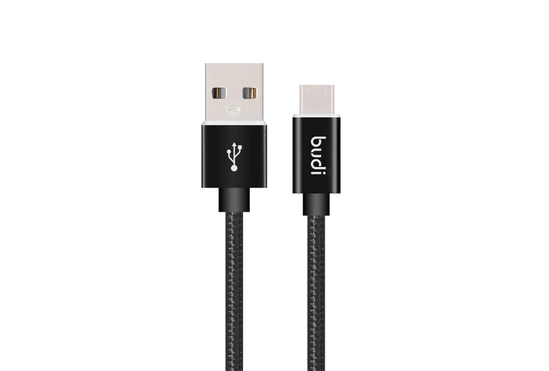 SEFIS nabíjecí datový kabel s konektory USB-A a USB-C 1m černý s opletením