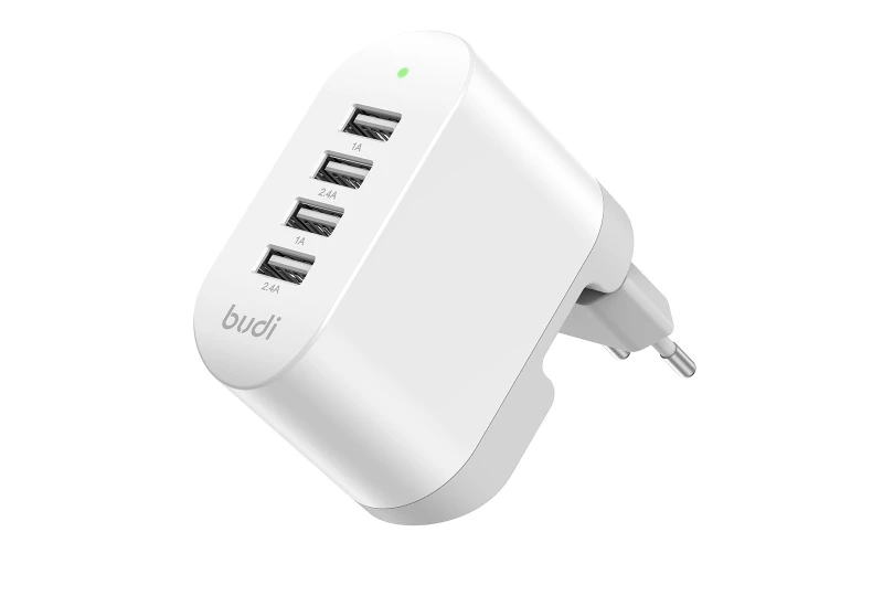 SEFIS rychlá nabíječka do zásuvky se sklopnými kolíky 4x USB (2x USB 2.4A 5V + 2x USB 1A 5V) pro auto
