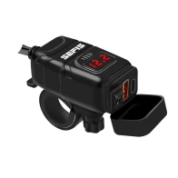 SEFIS UN10 1x USB-A a 1x USB-C  nabíječka / zásuvka s voltmetrem moto baterie