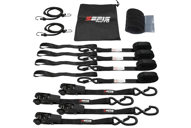 SEFIS SET 25 upínací popruhy 4x kurtna 25mm x 4.6m 4x popruh TÜV/GS pro motocykl