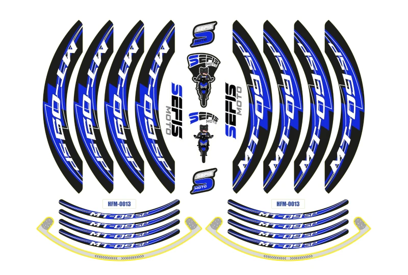 SEFIS PREMIUM ST 1 dvoudílné polepy na kola Yamaha MT-09 pro motocykl