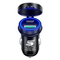 SEFIS Z6 2x USB zásuvka - autonabíječka 30W QC 3.0 USB-A a USB-C Kovová